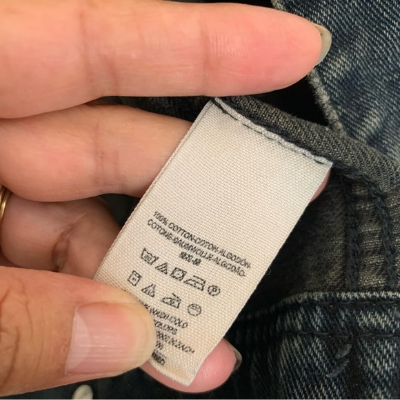 Free People Denim Sweatshirt Jacket Washed Black Distressed Size M - Picture 8 of 9